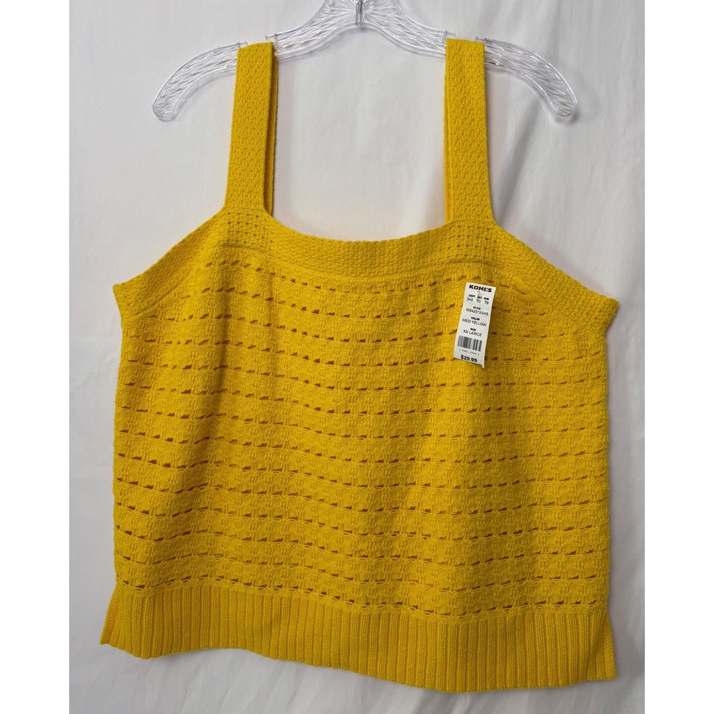 NWT SONOMA Knit Tank Top Women's XXL Sunflower Yellow‎ Square Neck Spring Core